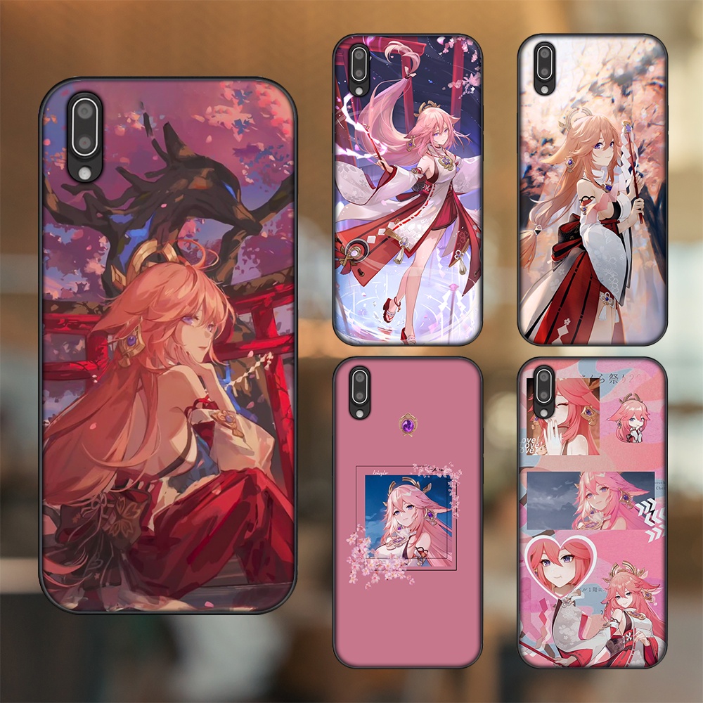 Ốp lưng Vivo Y93 viền đen in hình Yae Miko Genshin Impact