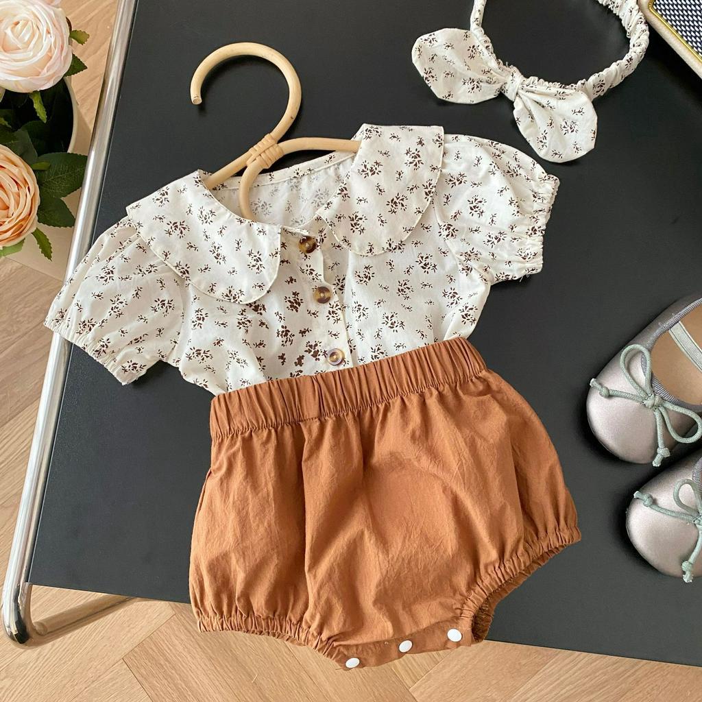 Set đồ bé gái 3 mảnh phong cách vintage cao cấp
