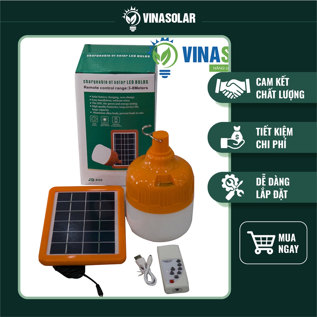 (HÀNG CHÍNH HÃNG VINASOLAR) Bóng Đèn LED Búp Tròn 50W Siêu Sáng Chống Nước Tiết Kiệm Điện - VINA B50