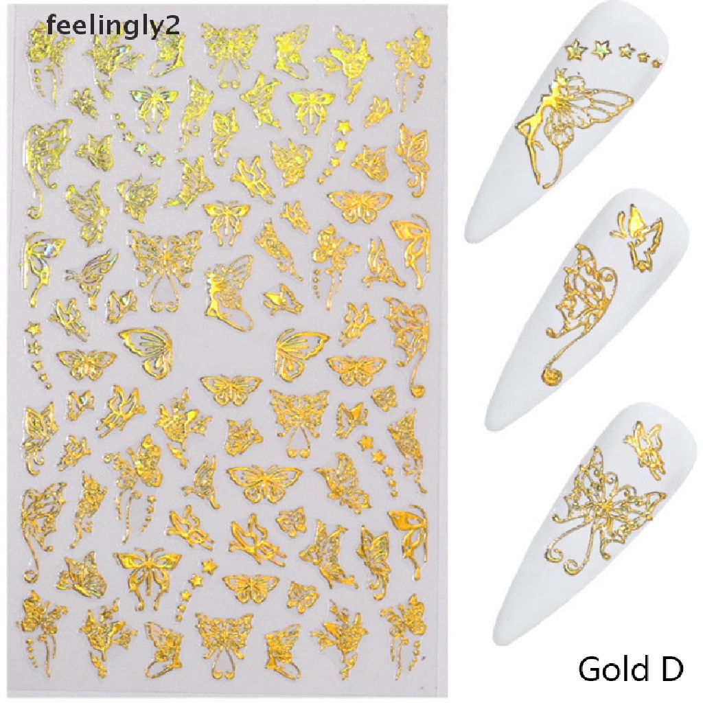 [Hàng mới về] Sticker trang trí móng hình bướm laser DIY