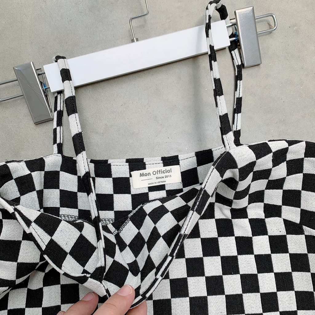 SS0367 Váy nữ ulzzang 2 dây họa tiết kẻ caro basic dáng chữ A