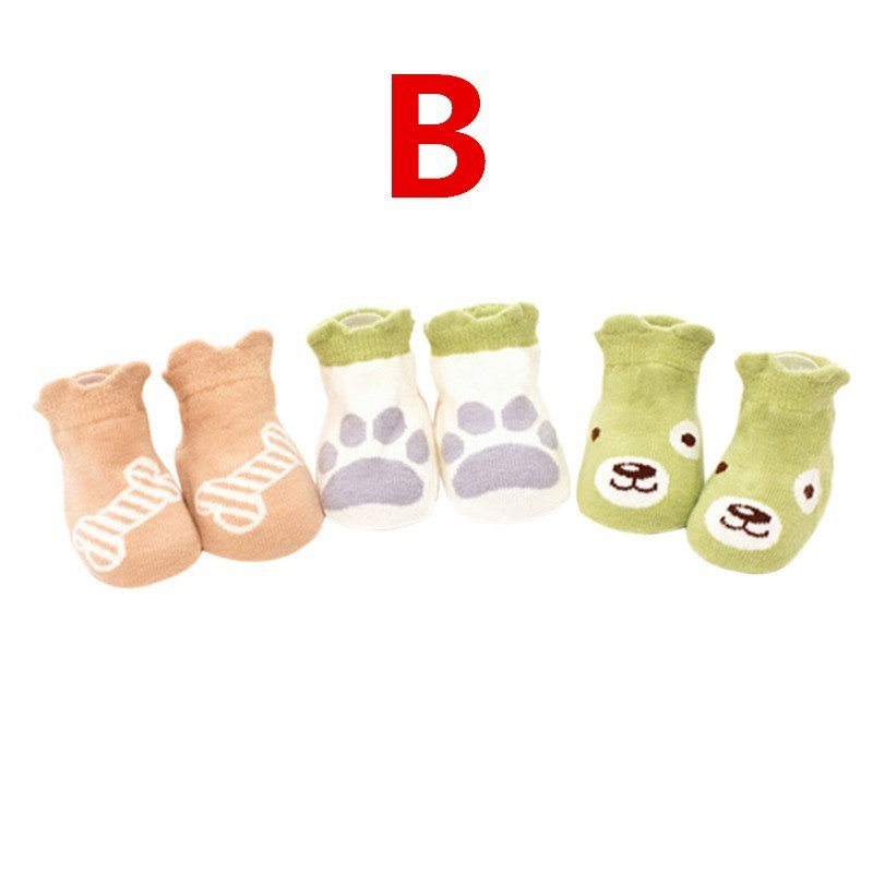 Bộ 3 Tất Cotton Hoạ Tiết Hoạt Hình Cho Bé