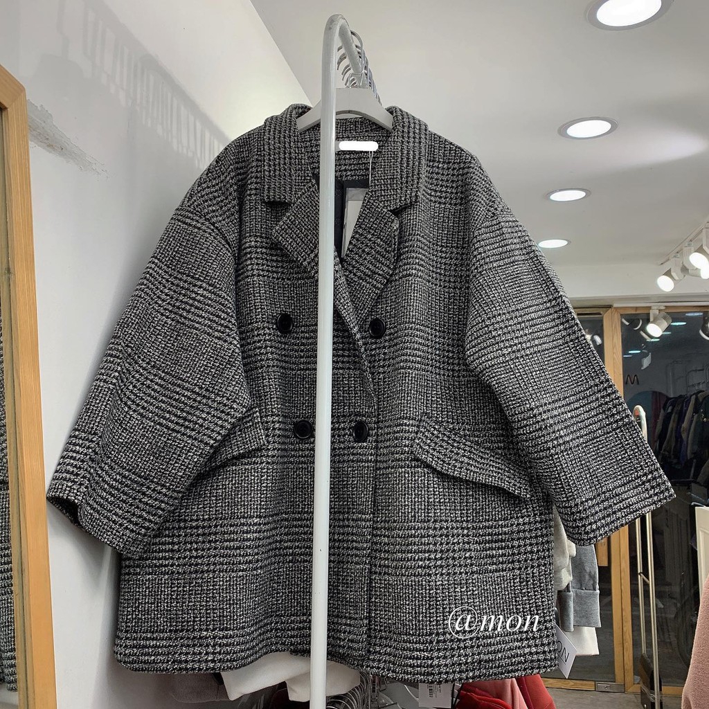 Áo blazer dạ kẻ chần 2 lớp túi nắp form rộng, Áo khoác dạ kẻ chần oversize hai lớp hàng Quảng Châu siêu ấm | BigBuy360 - bigbuy360.vn