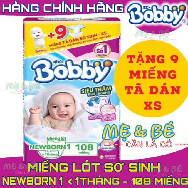 MIẾNG LÓT SƠ SINH BOBBY NB1 108 MIẾNG{tặng 9 miếng tã dán }