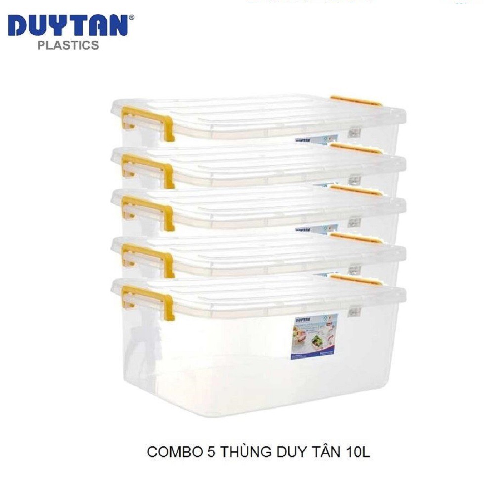 { Combo 5 } Thùng Nhựa Duy Tân Trong Suốt 10 Lít (41.2 x 27.2 x 14.5 cm) H115 Giúp bạn bảo quản đồ đạc sạch sẽ, an toàn.