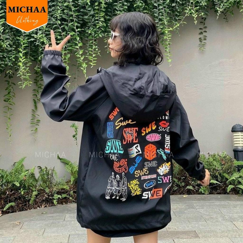 Áo Khoác Dù SWE LOGO Nam Nữ Ulzzang Unisex Kiểu Form Rộng 2 Lớp Jacket - MICHAA
