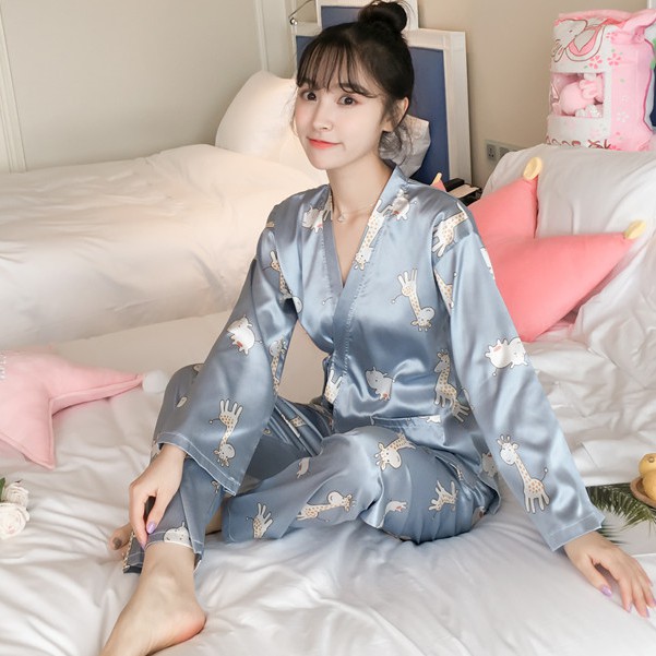 Kimono Nữ Lụa Thêu Dài ❄ Bộ Ngủ Dài Tay Xuân Hè ❄ BIGSIZE ❄ IVY207