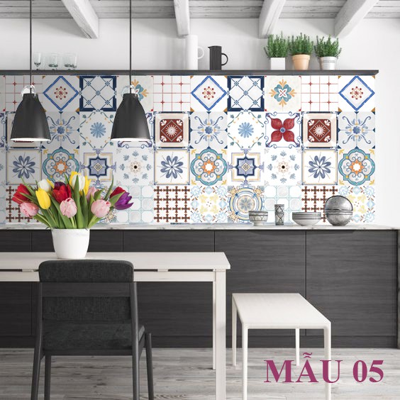 Set 18 ô Decal gạch bông cỡ 20x20 - mua 3 set tặng 1 set