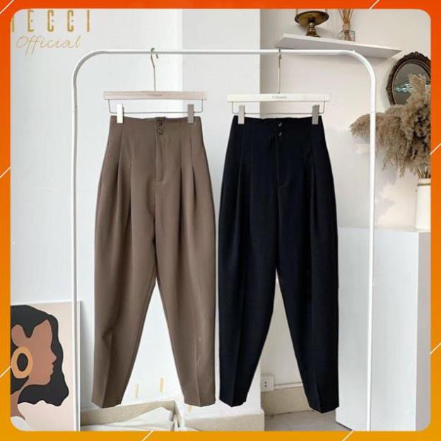 Quần Baggy nữ cạp liền siêu cao - Quần baggy cạp liền chất vải tuyết mưa lên dáng cực đẹp