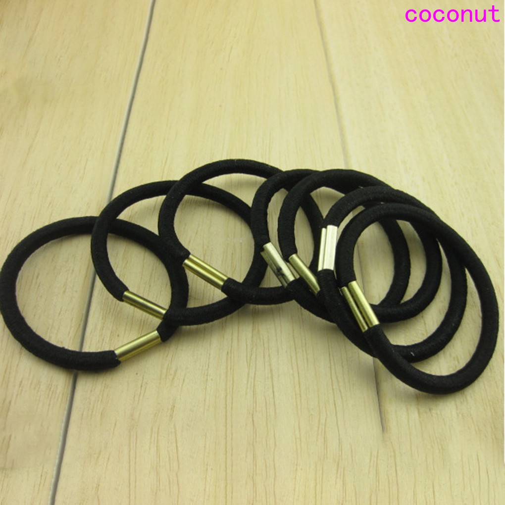 Bộ 10 Dây Buộc Tóc Co Giãn Màu Đen Dành Cho Bạn Gái