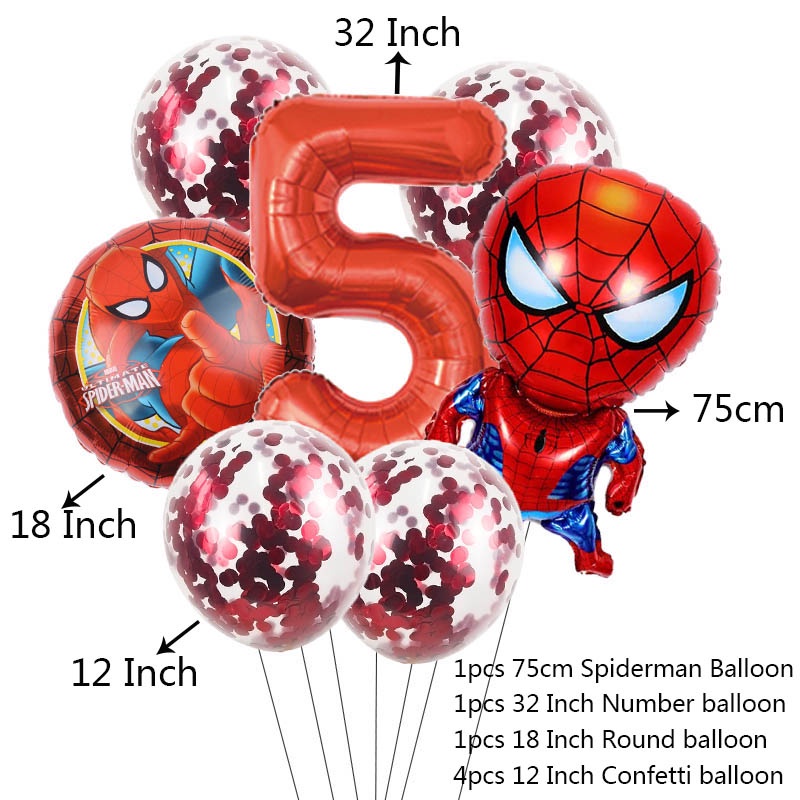 Set 7 bong bóng lá nhôm hình hoạt hình các siêu anh hùng trang trí tiệc sinh nhật cho bé