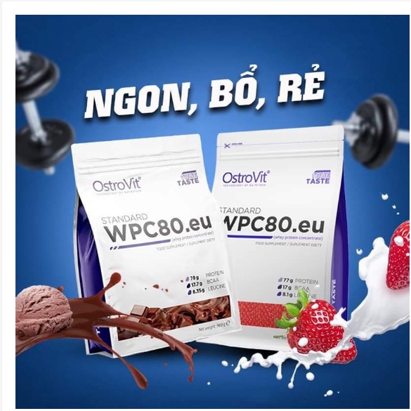 [Chính hãng] Ostrovit Whey WPC80 - Whey Protein Sữa Tăng Cơ Bắp giá sinh viên (2.27 kg)