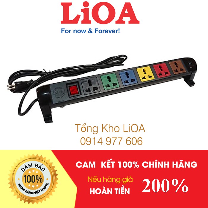 Ổ Cắm Kéo Dài Đa Năng Xoay LiOA, 6 Ổ Cắm, Bảo Vệ Qúa Tải Bằng CB. Mã: 6D32N2X