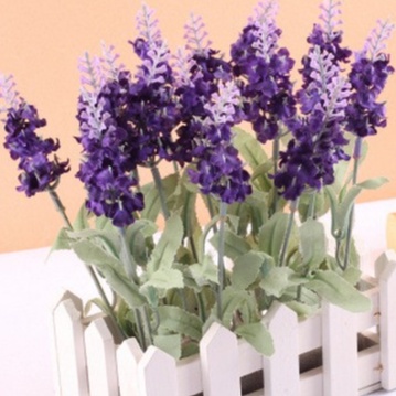 Hoa giả, hoa trang trí, hoa giả cao cấp - hàng rào gỗ lavender