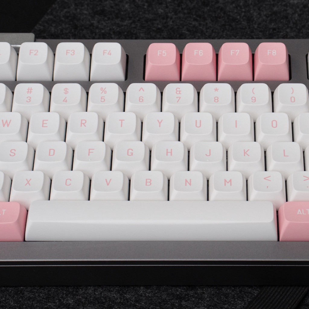 BỘ KEYCAP MDA PBT 150 PHÍM MÀU SAKURA PINK, IN DOUBLE SHOT,FONT HỖ TRỢ NHIỀU LAYOUT
