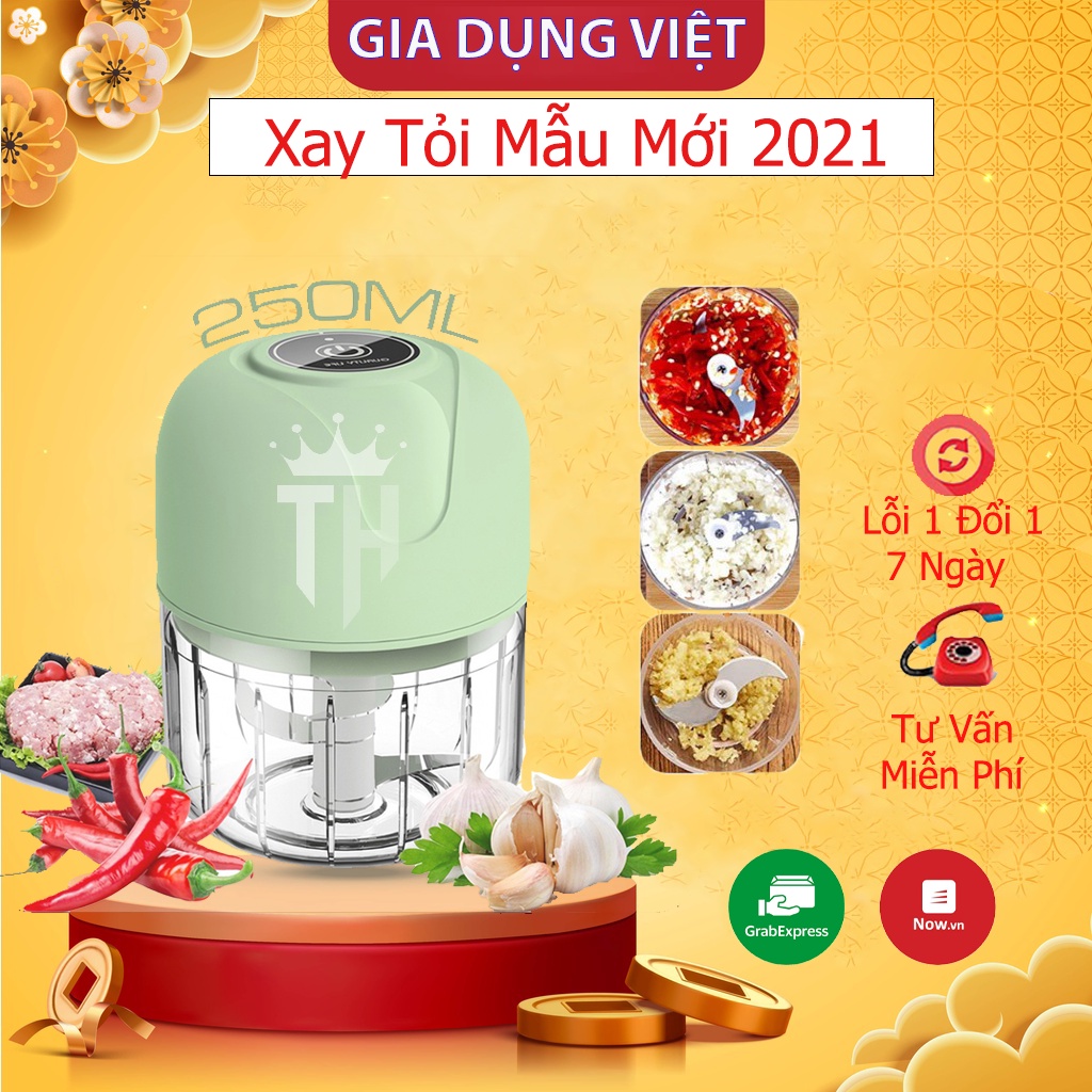 Máy Xay Tỏi Ớt Mini Cầm Tay 3 Lưỡi Dao Dung Tích 250Ml Siêu Tiện Lợi