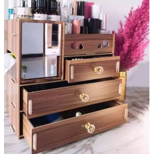 Hộp đựng mỹ phẩm 4 ngăn có gương tiện lợi