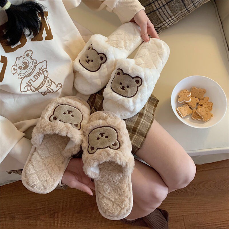 Dép Bông Ulzang Lông Cừu Dễ Thương Cực Êm, Cực Thích Chống Trơn Trượt