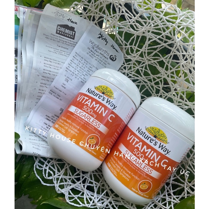 VIÊN KẸO NHAI NATURE’S WAY VITAMIN C SUGARLESS LỌ 300 VIÊN CHÍNH HÃNG