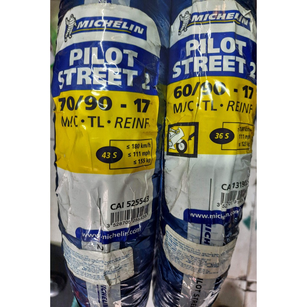 CẶP VỎ MICHELIN PILOT STREET không dùng ruột 60/90-17, 70/90-17