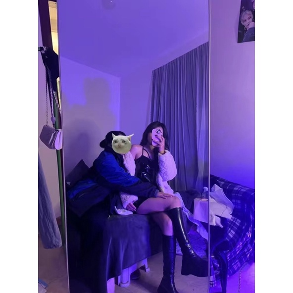 [order】 váy da PU bóng váy nữ váy ngắn mới bó sát hông váy đen ảnh thật