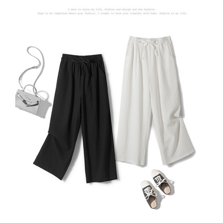 ⚡ GIÁ SẬP SÀN ⚡ Quần Culottes ống rộng lưng chun - dài 80cm - chất vải đũi tự nhiên mềm mại, mặc mát