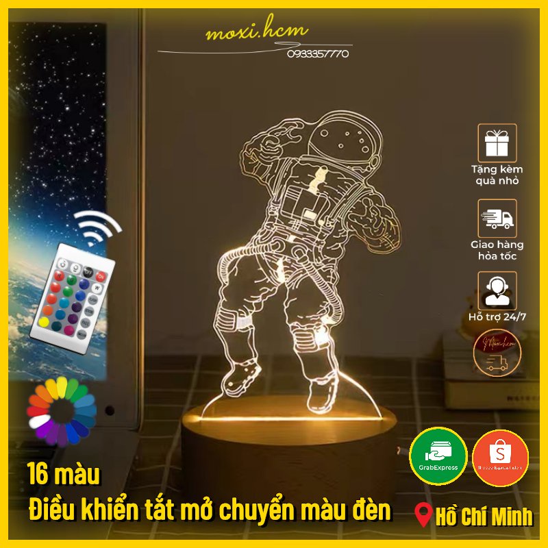 [ CHUI ĐIỆN + ĐIỀU KHIỂN 16 MÀU] ĐÈN ngủ LED 3D nhiều mẫu để bàn trang trí decor phòng thích hợp làm quà tặng