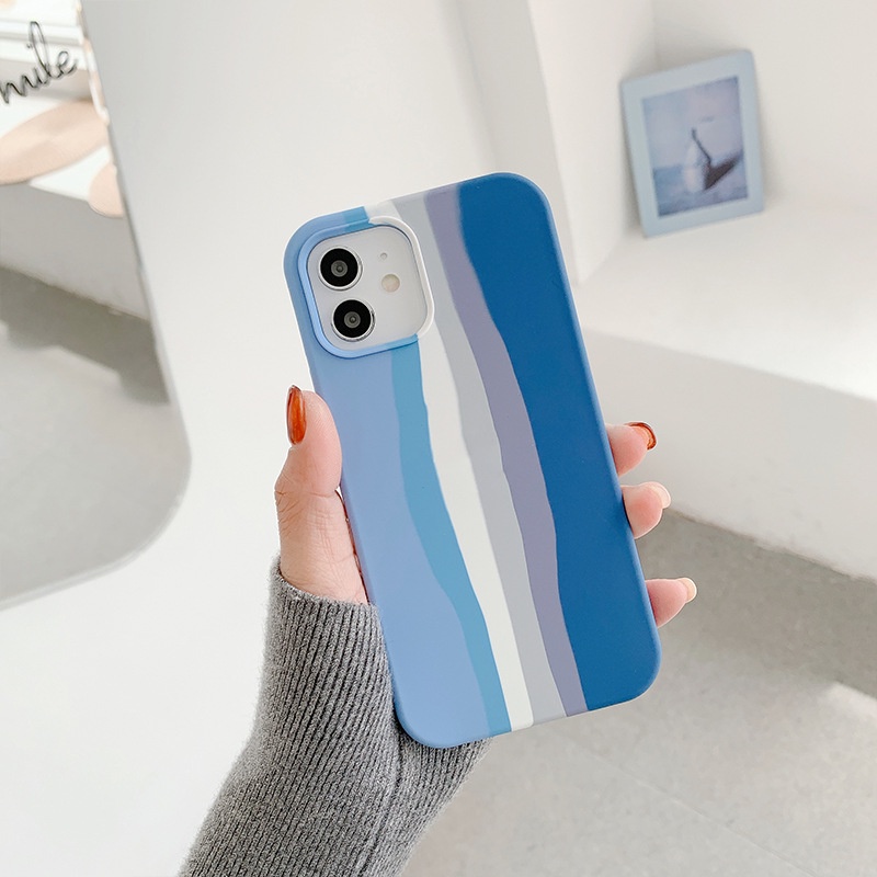 Ốp Điện Thoại Silicone Chống Sốc Màu Cầu Vồng Cho iPhone13pro max 12Mini Apple 11pro max xr