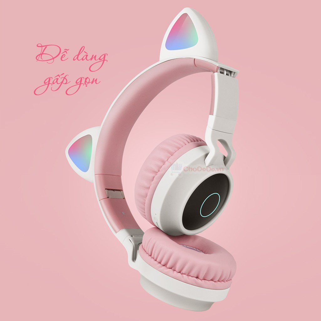 Tai nghe Tai Mèo blueooth HP05, headphone tai mèo siêu cute kèm Mic thoại, Bass cực mạnh, dung lượng pin khủng 400mAh