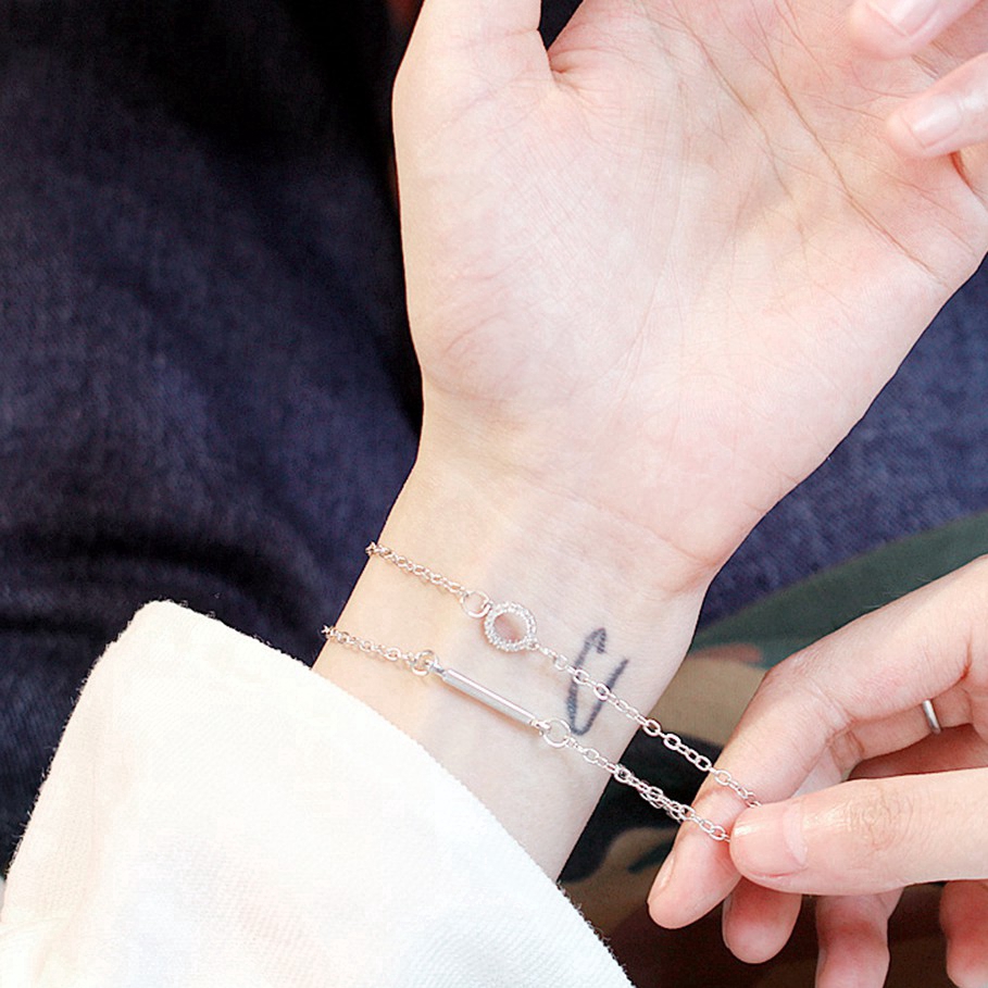 Vòng Tay Mạ Bạc 925 Thiết Kế Đơn Giản Phong Cách Hàn Quốc Cho Nữ