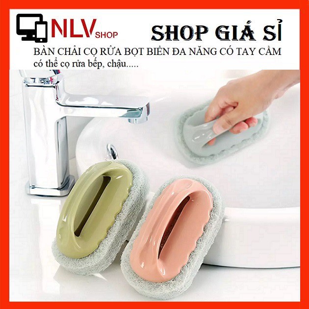 Bàn Chải Cọ Rửa Bọt Biển Nhà Bếp Đa Năng Có Tay Cầm