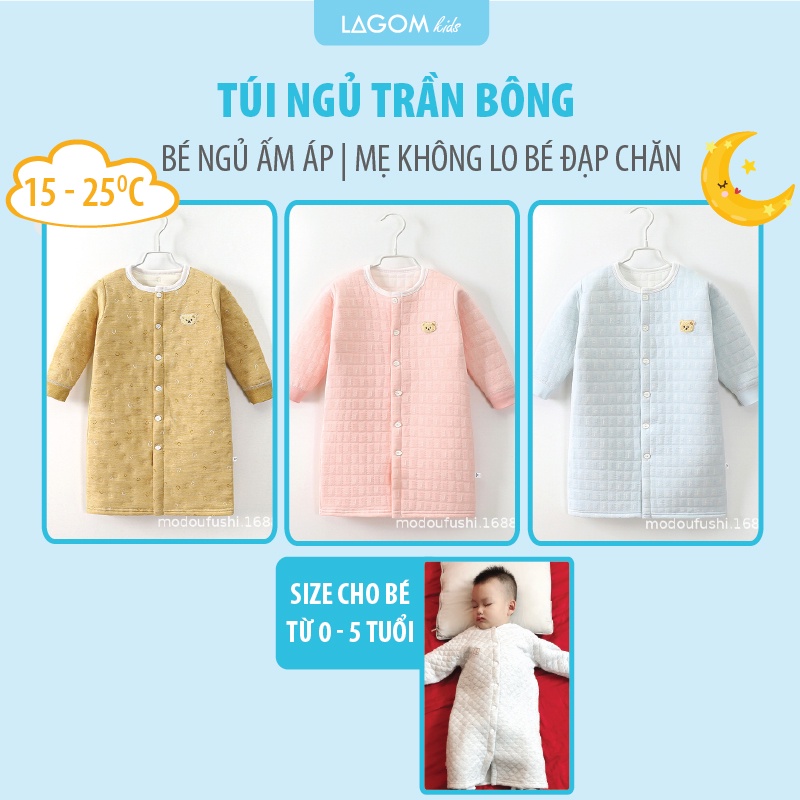 [SẴN HÀNG] Túi Ngủ Cho Bé Dạng Áo Dày Dặn 15 - 20 độ Ấm Áp - Không Lo Bé Đạp Chăn