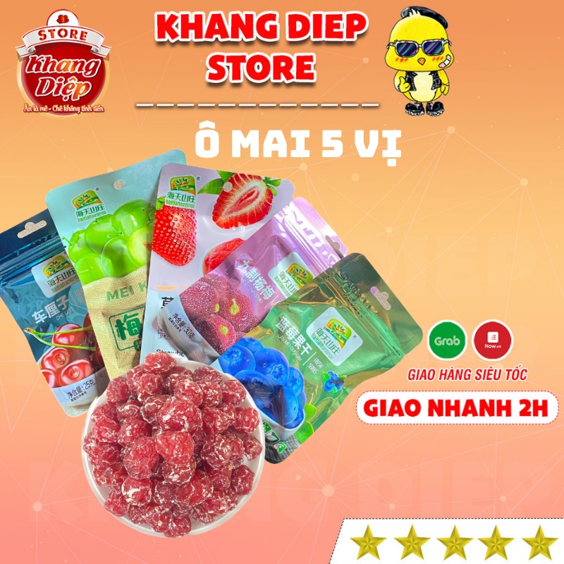 Ô mai Mei Kou Fu 5 vị mận xanh dâu tây thanhmai cherry việt quất