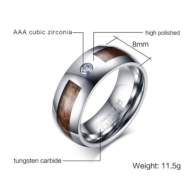 Nhẫn Tungsten Carbide kim cương mãi mãi ko trầy
