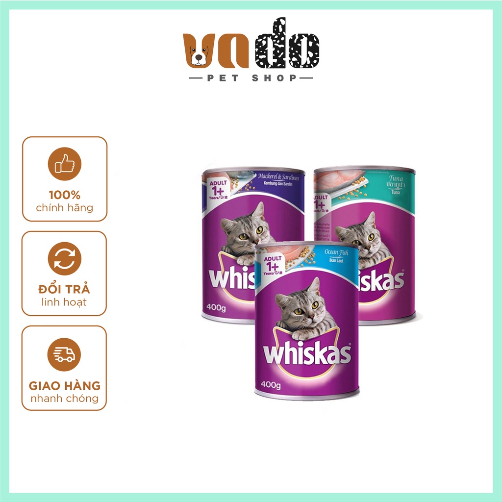 [Mã PET50K giảm Giảm 10% - Tối đa 50K đơn từ 250K] Pate Whiskas cho mèo - lon 400gr