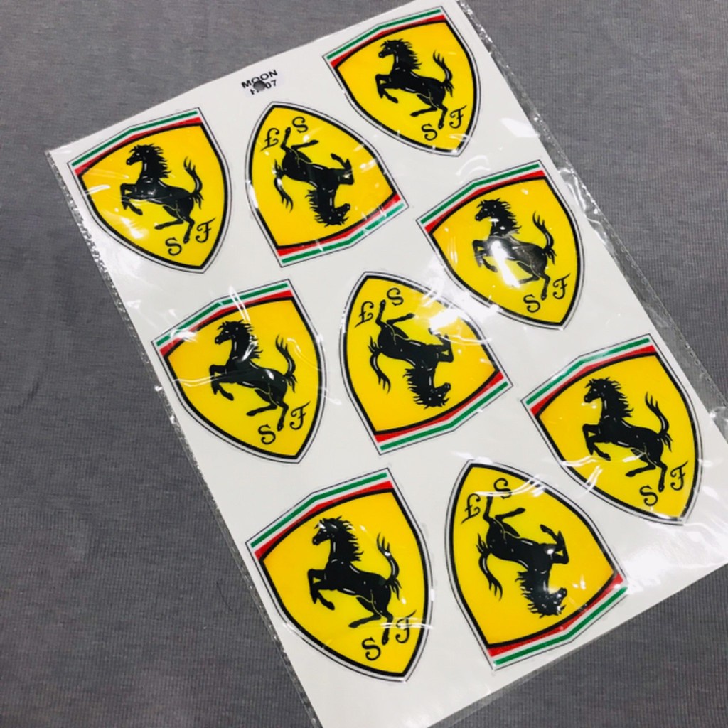 Tấm tem nổi mẫu nhiều logo ferrari ... sắc nét