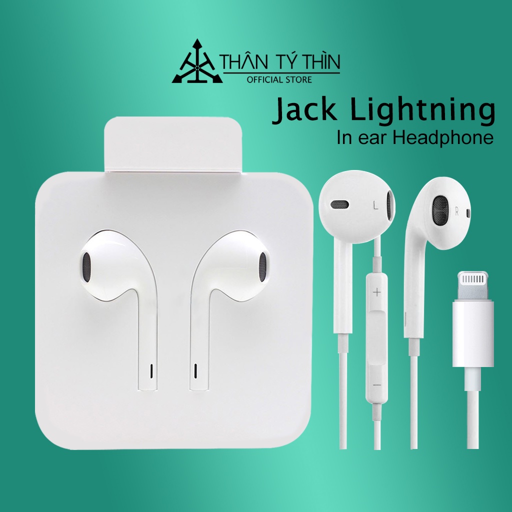 Tai Nghe Nhét Tai có dây chân cắm Lightning Chính Hãng Theo Máy - Âm thanh tuyệt đỉnh , Mic to rõ dùng hát Live