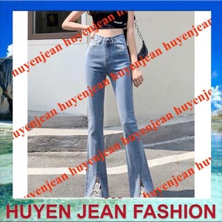 Quần loe xẻ gấu trơn_cạp cao co giãn