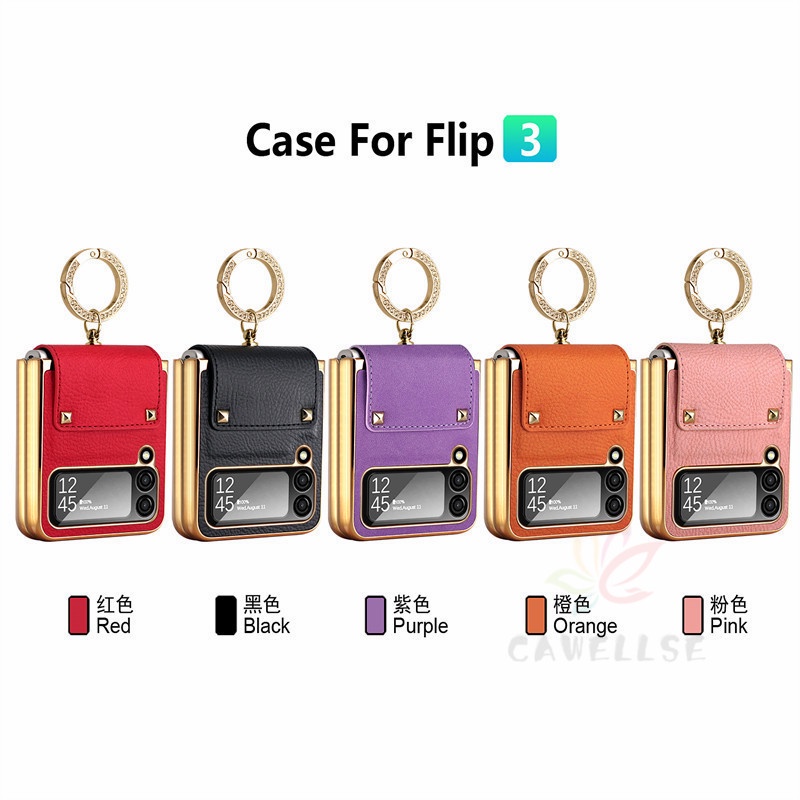 Ốp Điện Thoại Da Nắp Gập Có Vòng Bảo Vệ Camera Chống Sốc Sang Trọng Cho Samsung Galaxy Z Flip 4 Z Flip 3 5G Z Flip 4 Zflip3 Z Flip4 Z Flip 3
