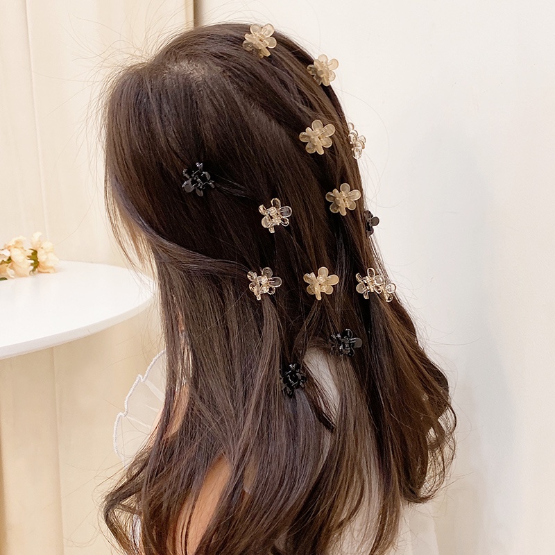 Kẹp tóc càng cua hình hoa 3d đính hạt ngọc trai nhỏ phong cách Hàn Quốc cho bé gái tùy chọn màu sắc và số lượng