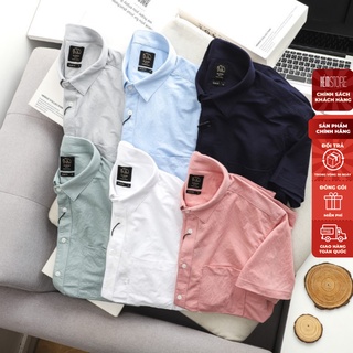 | Satoshi | Áo Sơ mi nam SASM22 ngắn tay vải cotton co giãn mềm mịn thoáng mát màu mint