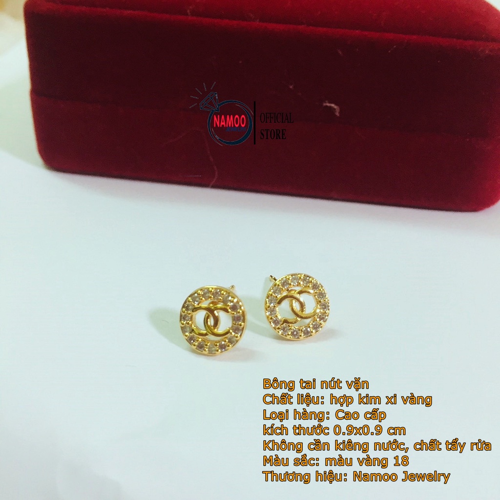 Khuyên Tai Nụ Đính Đá T702, Hoa Tai Mạ Vàng Nữ Namoo Jewelry