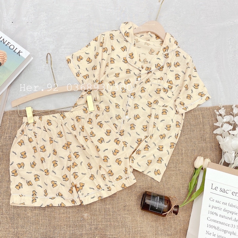 Đồ ngủ pijama hoạ tiết dễ thương mặc nhà siêu mát
