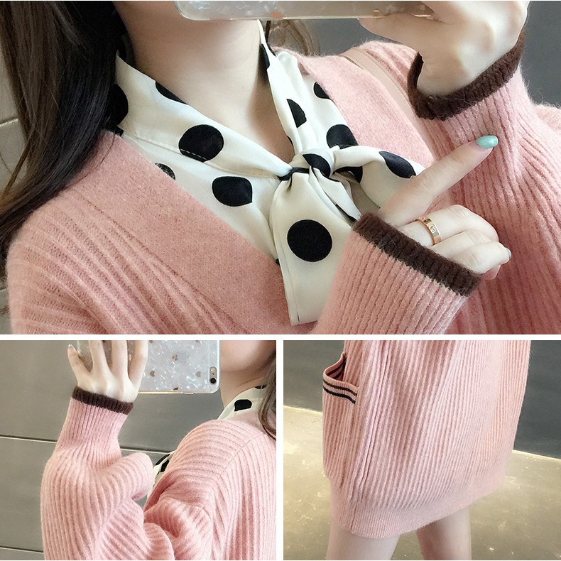 Áo Khoác Nữ Cardigan Len Dáng Dài Mùa Đông Đẹp Phong Cách Hàn Quốc (Hồng) | WebRaoVat - webraovat.net.vn