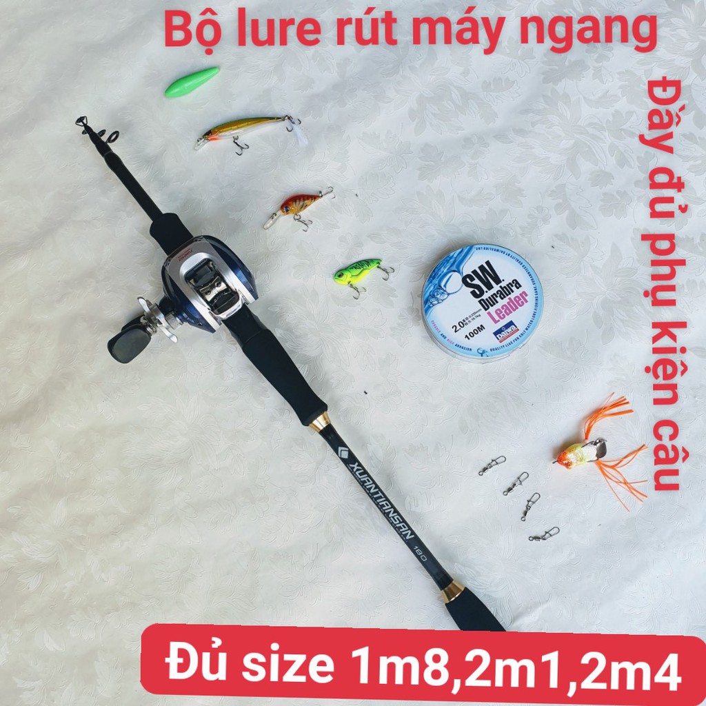 Bộ Cần Câu Lure Rút Máy Ngang  Gía Rẻ Bộ Lure Máy Ngang