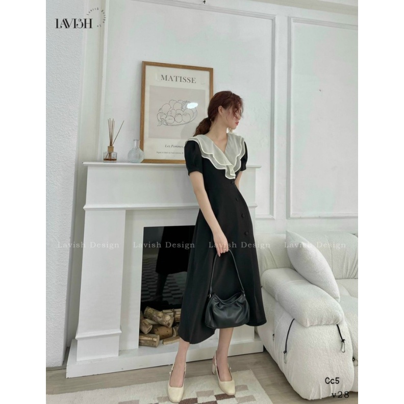 Đầm Cotton Lạnh Phối Gân Chẻ Váy Mặc Vào AUTO Xinh UP