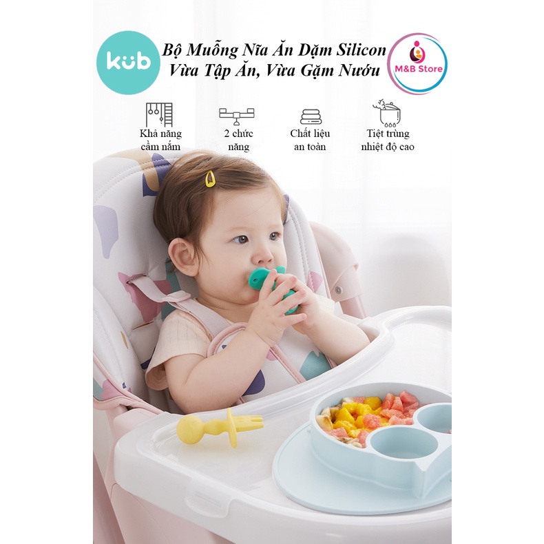 Bộ Muỗng Nĩa Tay Cầm Ngắn Silicon Mềm - KUB