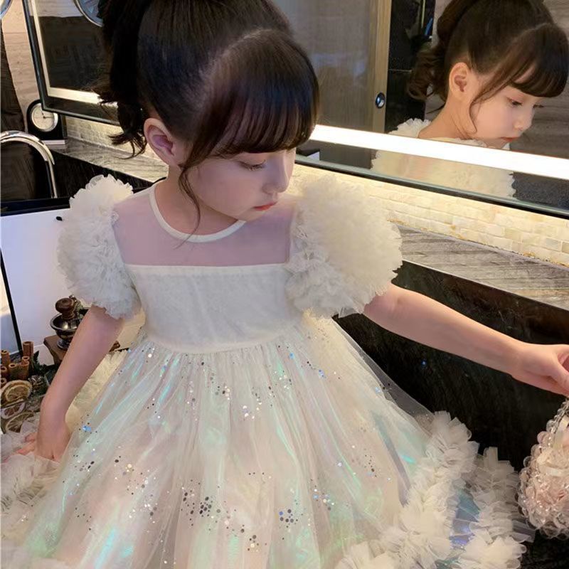 Đầm Công Chúa Thiết Kế Tay Ngắn Phong Cách Phương Tây Thời Trang Mùa Hè Mới Cho Bé Gái