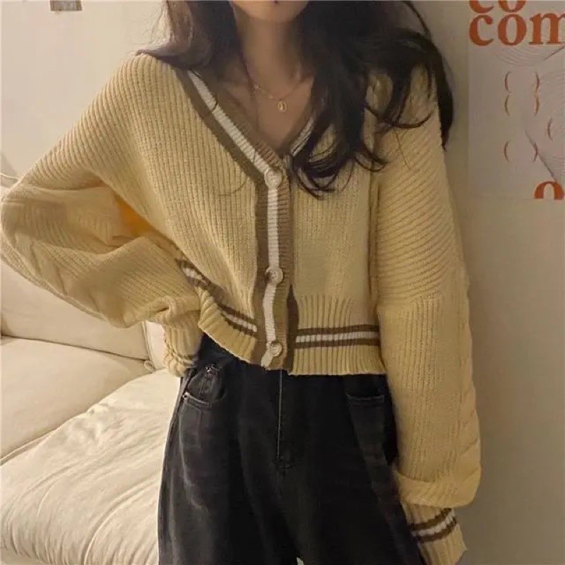 [CÓ SẴN] ÁO CARDIGAN LEN VIỀN TRẮNG