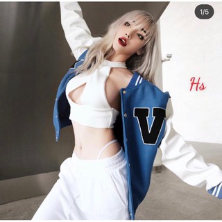 Áo bomber zaclang chữ V mặt cười sau , hàng xịn - Shop Q&V